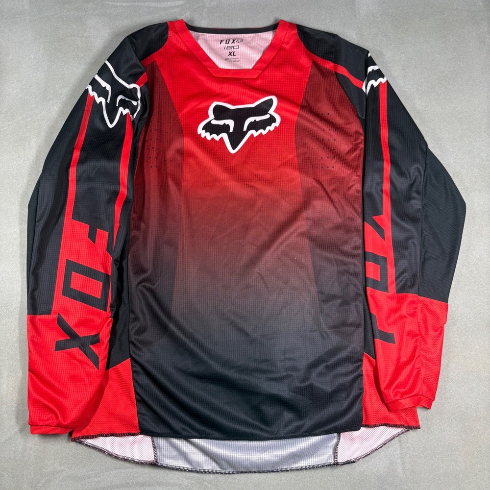 Fox Racing 180 Motocross Jersey Mens XL Red Black Long Sleeve MTB ATV Dirt Bike